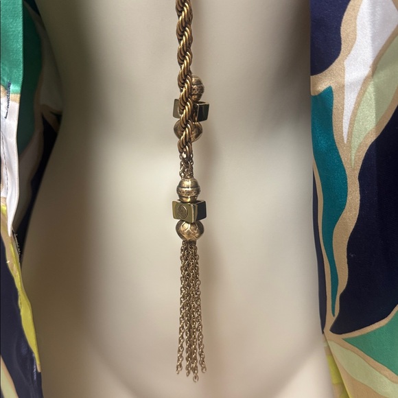 Chico’s Gold Tone Rope Chain Tassel Lariat Necklace Adjustable (BR666/7) - Picture 5 of 11